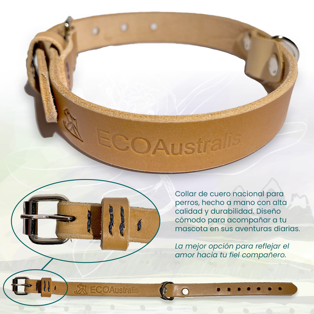 Collar artesanal de cuero natural PEQUEÑO EcoAustralis