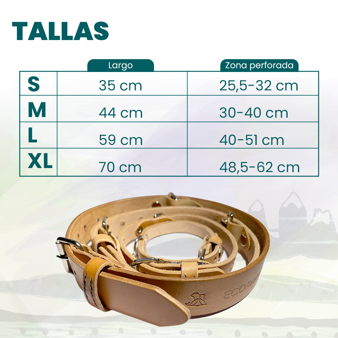 Collar artesanal de cuero natural EXTRA LARGO EcoAustralis