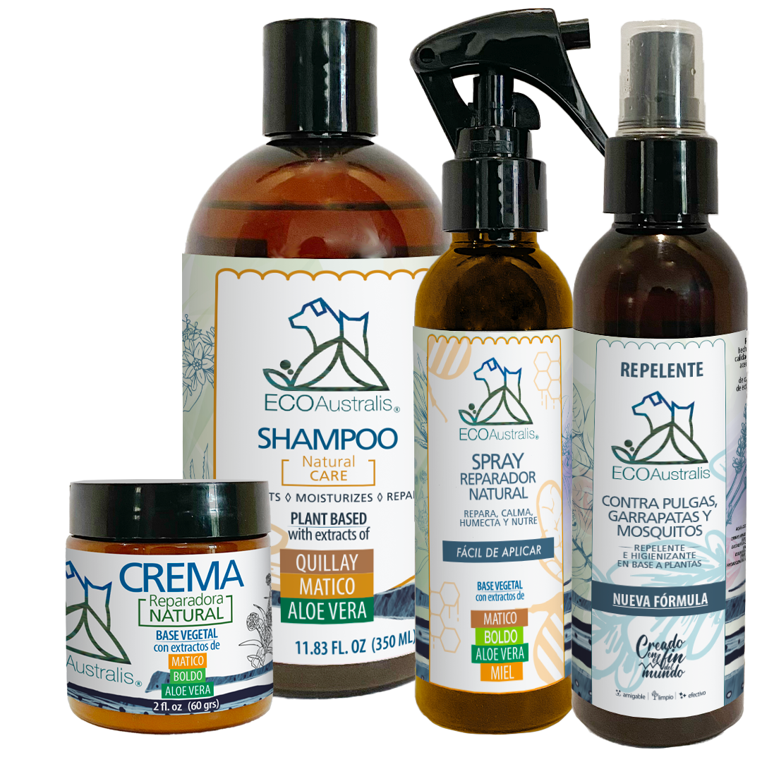 PACK Promo: Spray Natural Miel 135 ml + Repelente Natural Spray 135 ml + Shampoo Hipoalergénico 350 ml + Crema Reparadora Natural 60 ml
